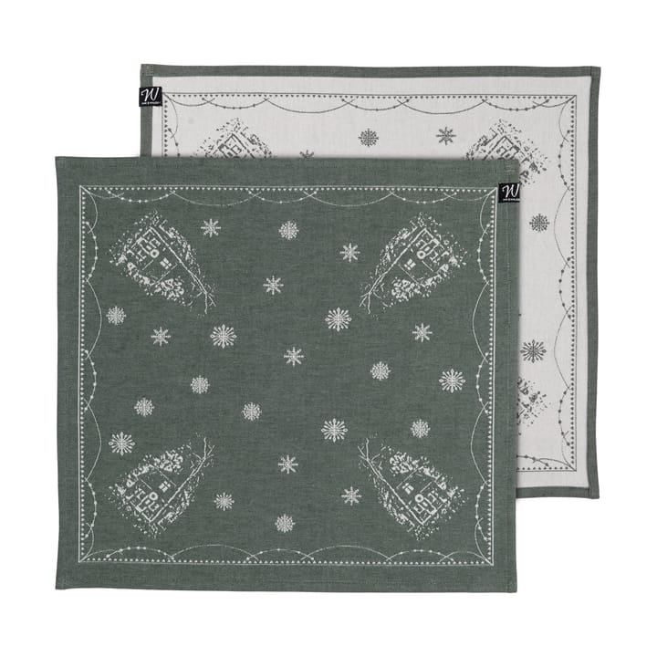 크리스마스 모닝 패브릭 냅킨 45x45 cm 2개 세트 - White-green - Wik & Walsøe | 윅 & 왈쉐