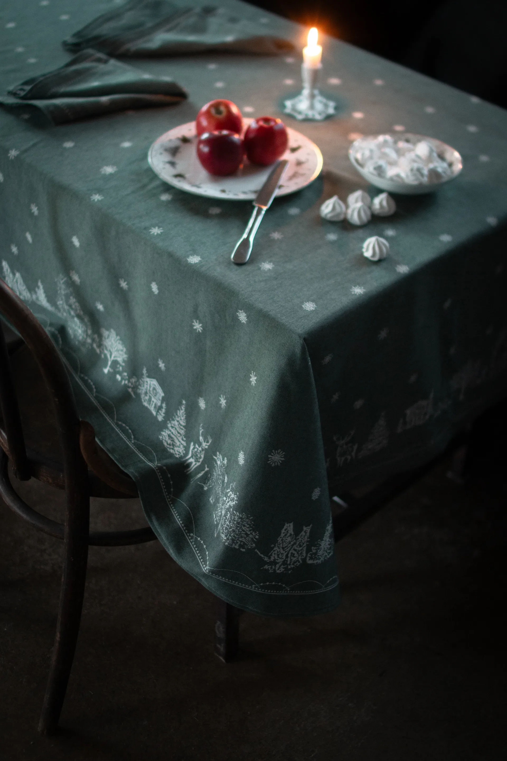 크리스마스 모닝 패브릭 냅킨 45x45 cm 2개 세트, White-green Wik & Walsøe | 윅 & 왈쉐