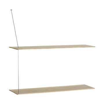 스텟지 선반 - 화이트 오크-브러시드 스테인리스 스틸, 80 cm, 2단 선반 - Woud | 우드