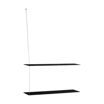 스텟지 선반 - 블랙 오크-브러시드 스틸, 80 cm, 선반 2단 - Woud | 우드