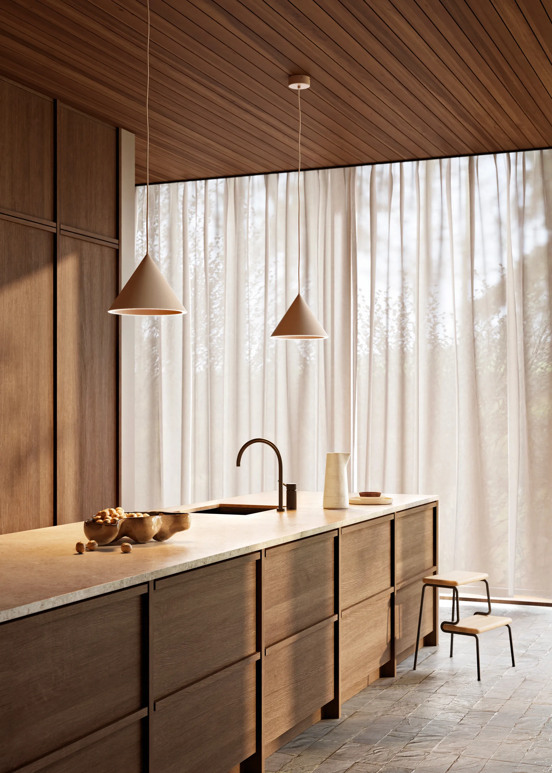 Annular 펜던트 조명 스몰, Beige Woud | 우드