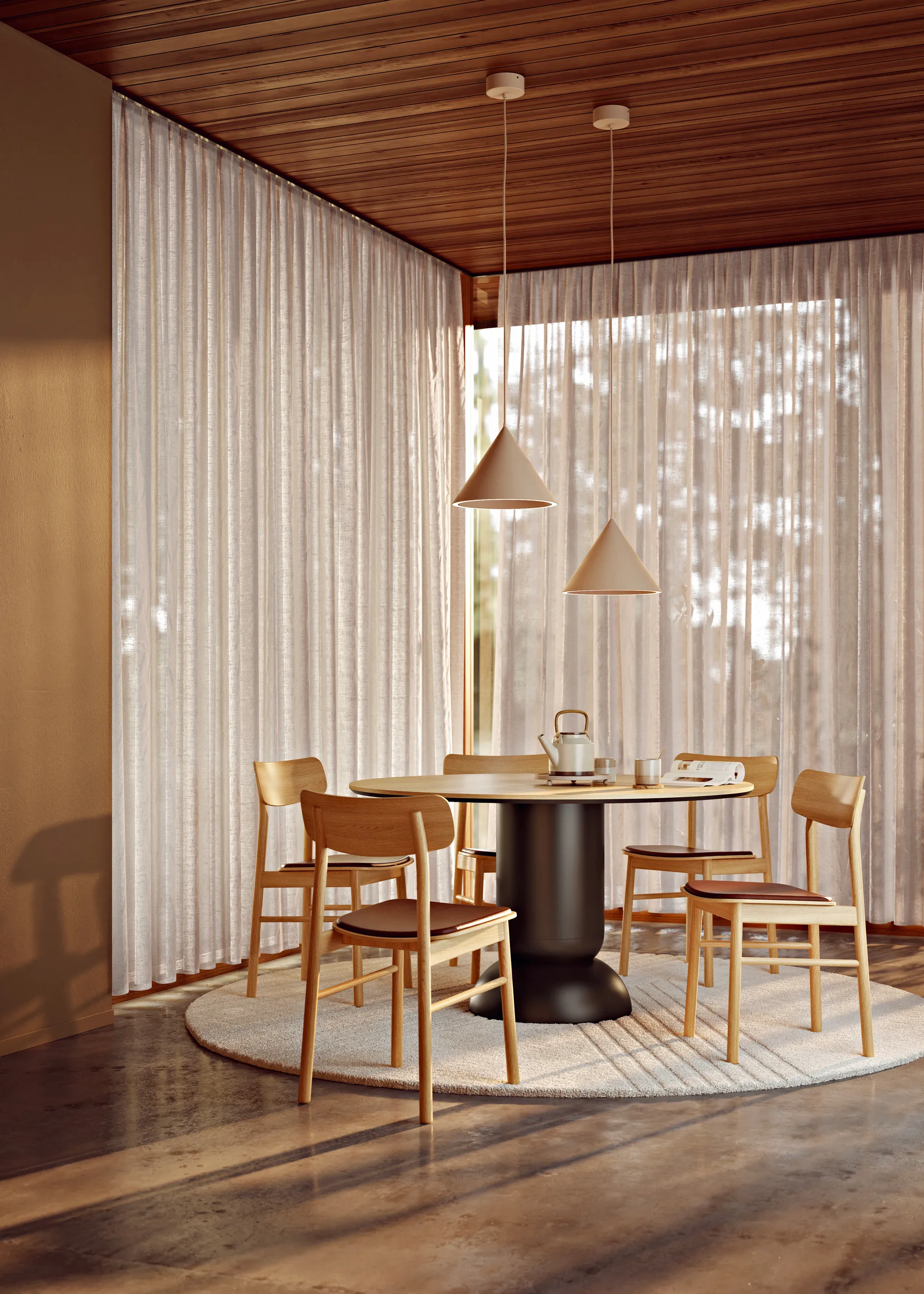 Annular 펜던트 조명 스몰, Beige Woud | 우드