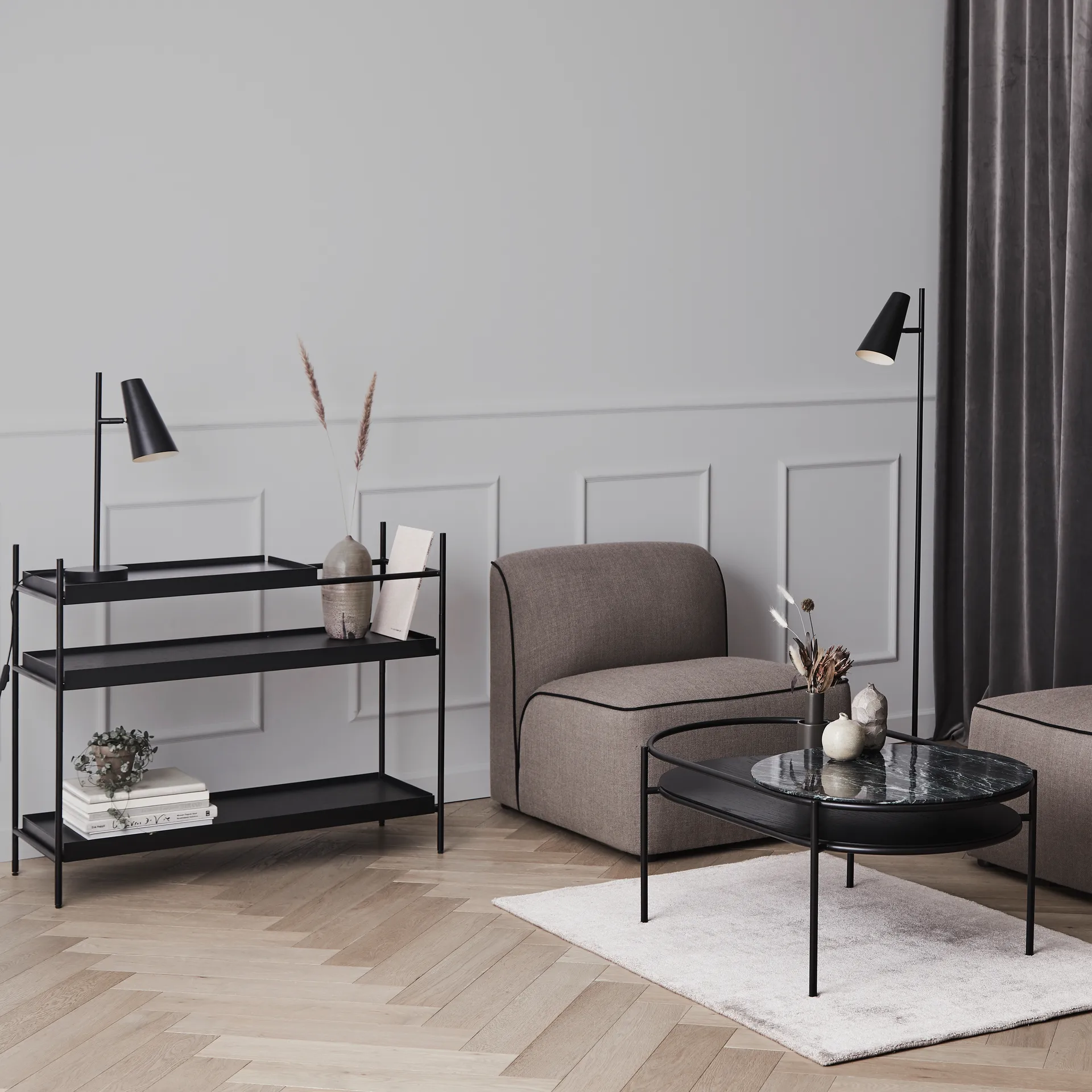 코노 테이블 조명, Black Woud | 우드