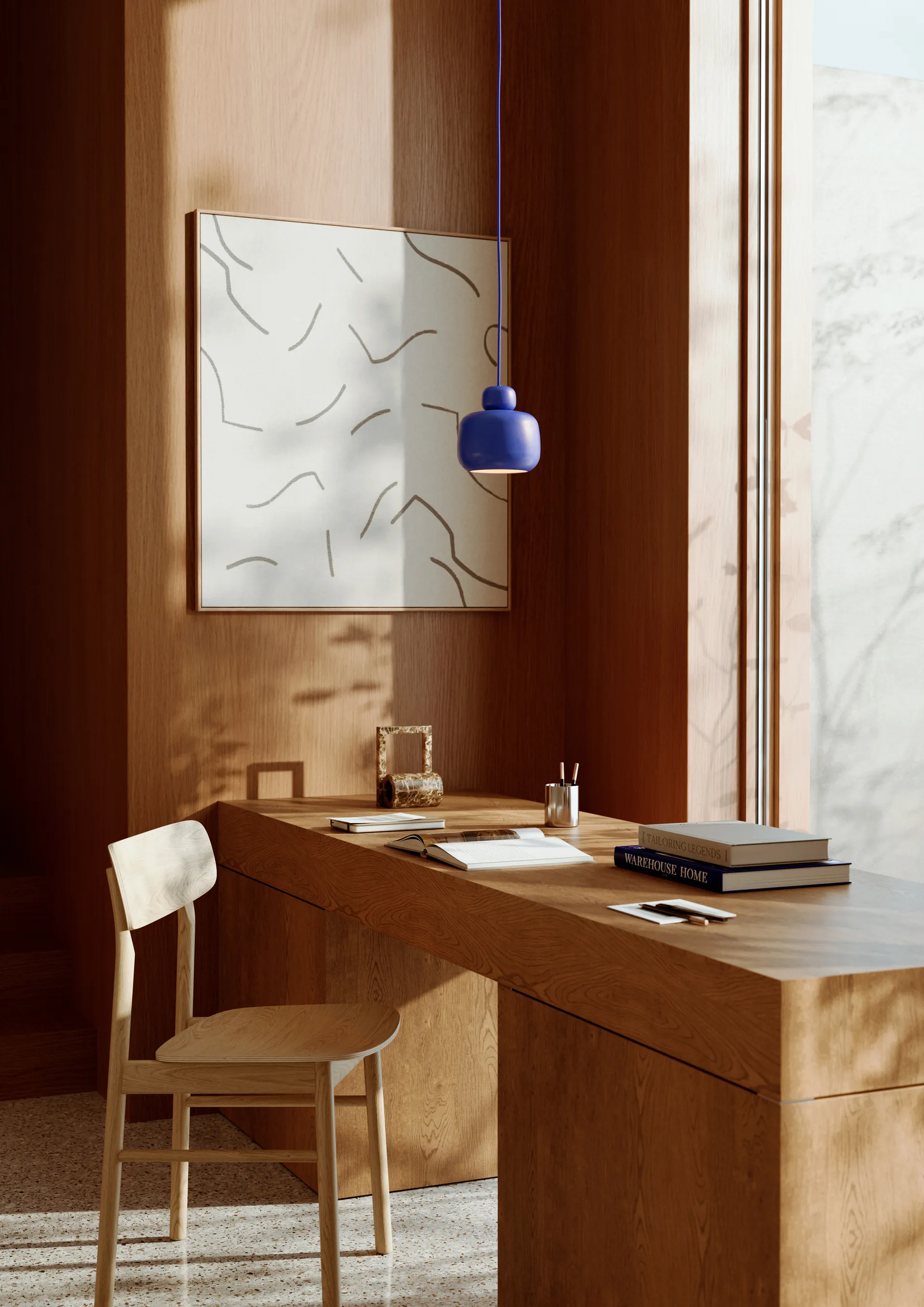 스톤 실링 램프 스몰, Cobalt blue Woud | 우드