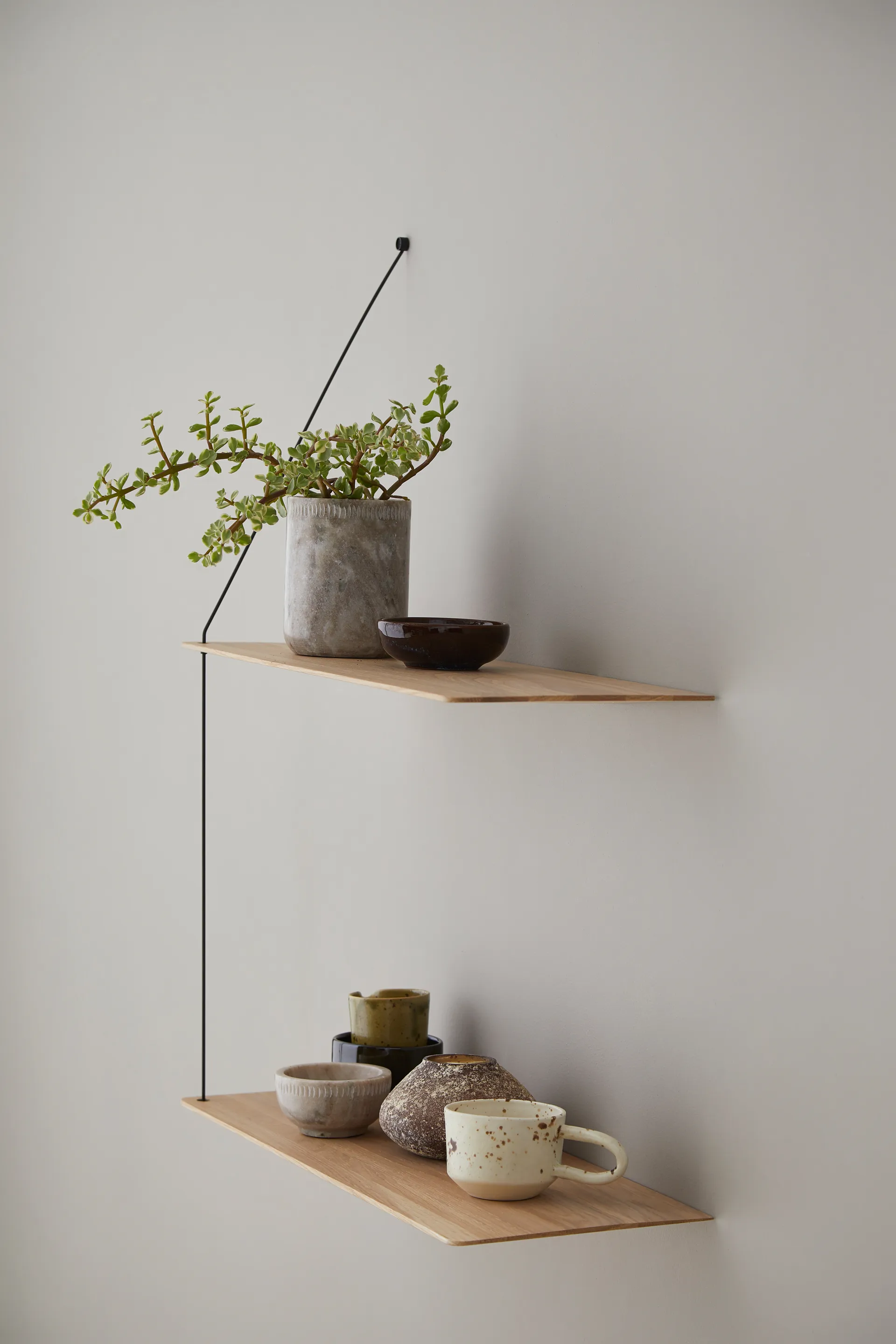 스텟지 선반, White-pigmented oak-black, 2 shelves, 60 cm Woud | 우드