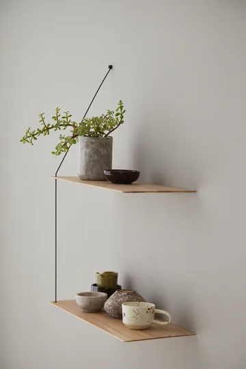 스텟지 선반 - White-pigmented oak-black, 2 shelves, 60 cm - Woud | 우드