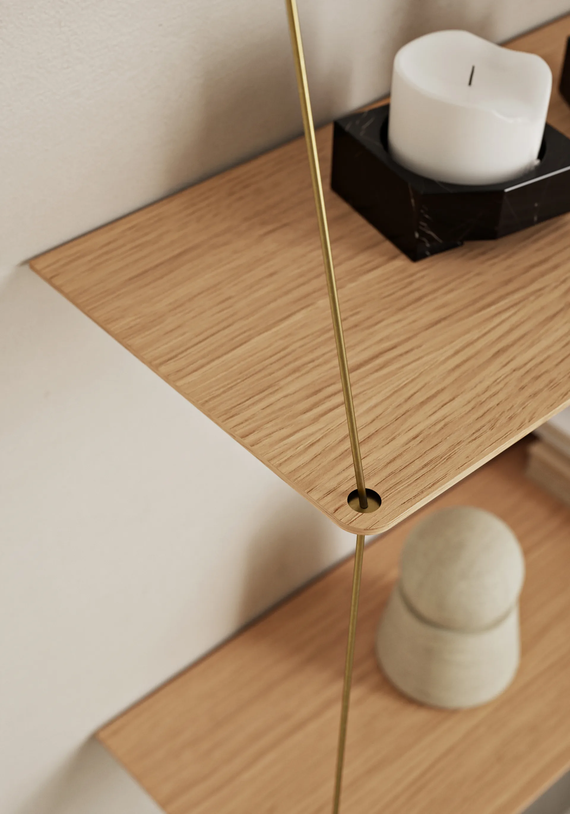 스텟지 애드온 선반, White-pigmented oak-brass, 80 cm Woud | 우드